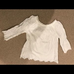 White cotton girls blouse-—off the shoulder